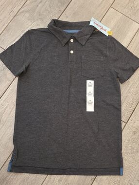 Cat & Jack Charcoal Polo with Light Blue Trim